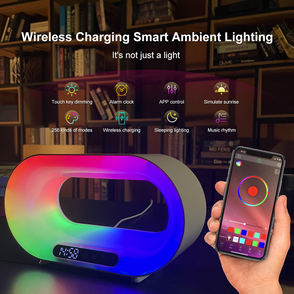 3-in-1 Smart LED Lamp with Wireless Charging & Alarm - Idea Spark Hub 