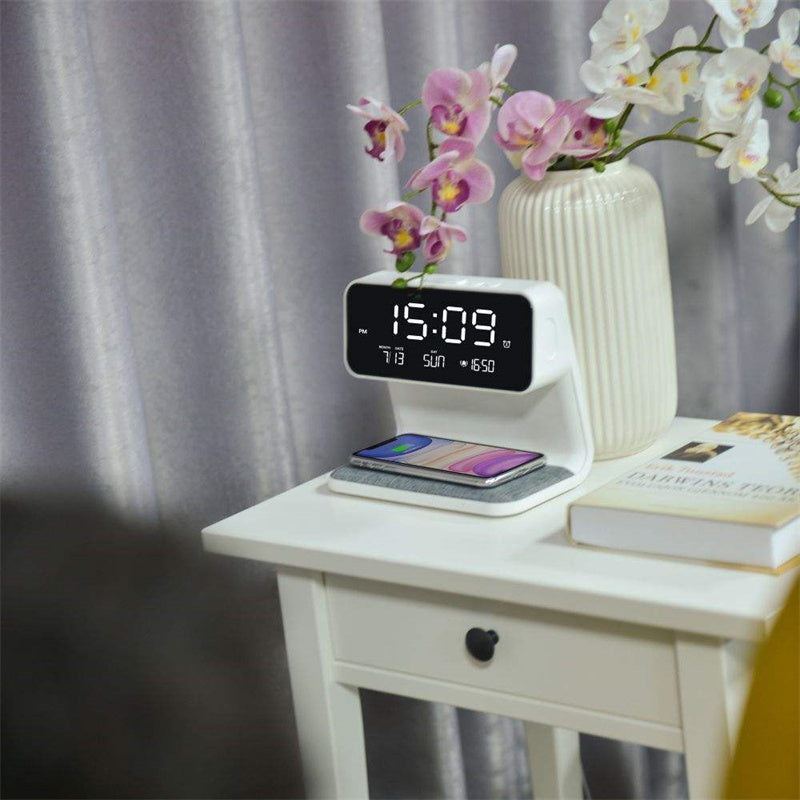 3-in-1 Bedside Lamp with Wireless Charging and Alarm